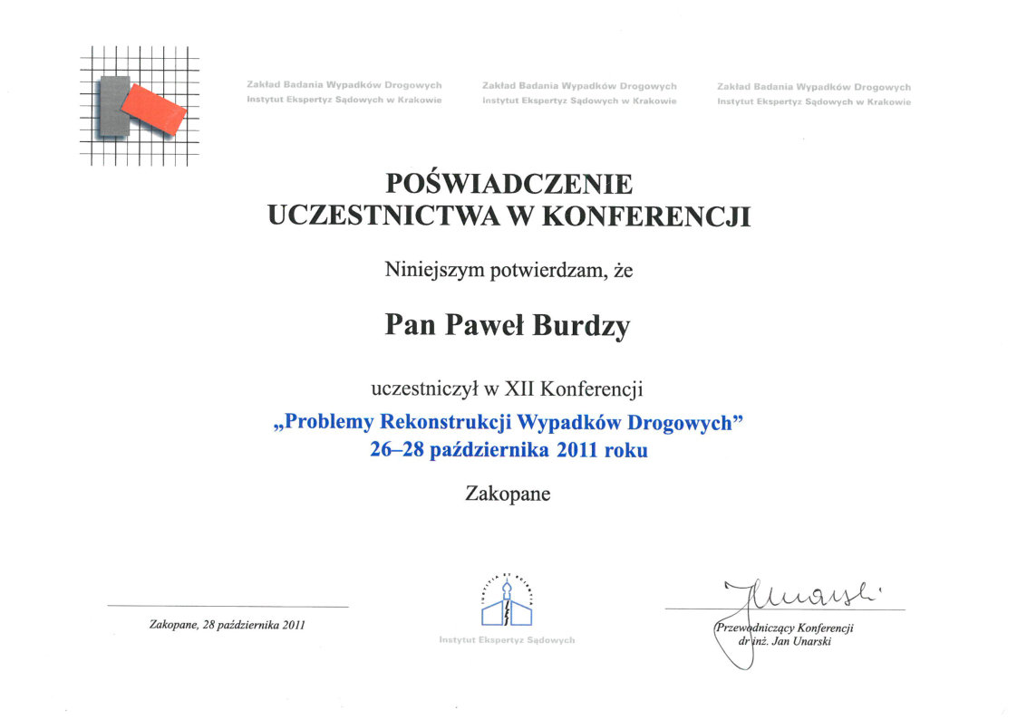 XII konferencja Problemy rekonstrukcji wypadków drogowych